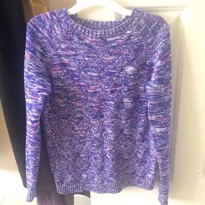 Lands End Drifter Texture Crewneck Sweater Purple
